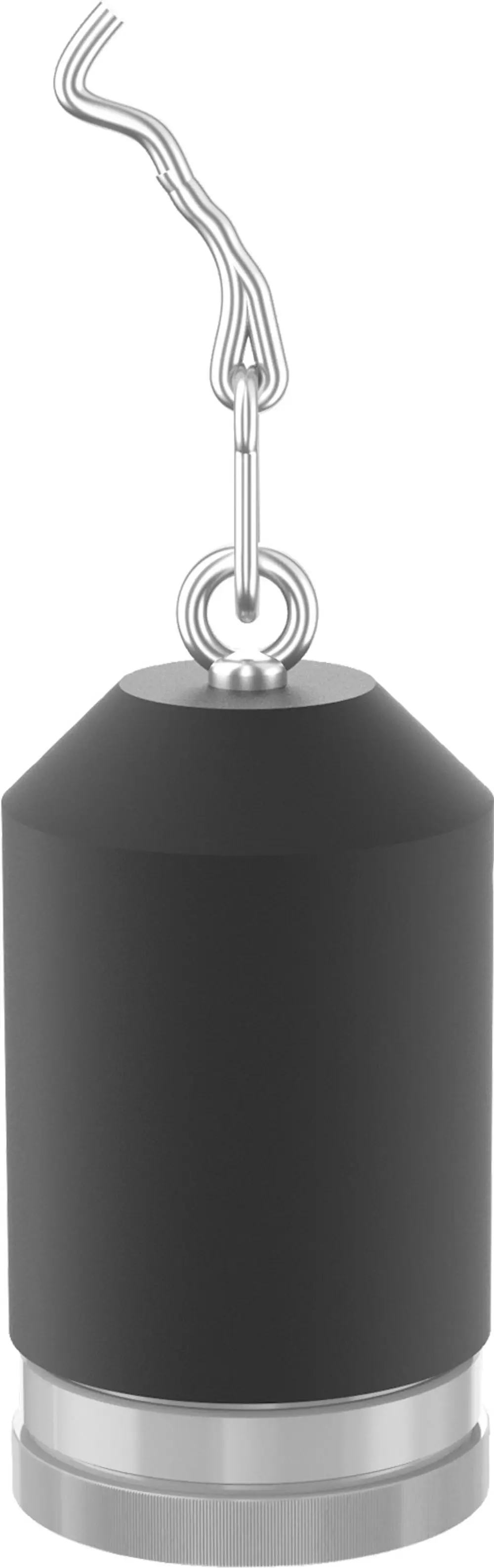 Schwarze Montagehilfe aus Metall mit einer ovalen Form und einem Ring zur Befestigung. Geeignet für Flexleitungen, hergestellt von Bosch.